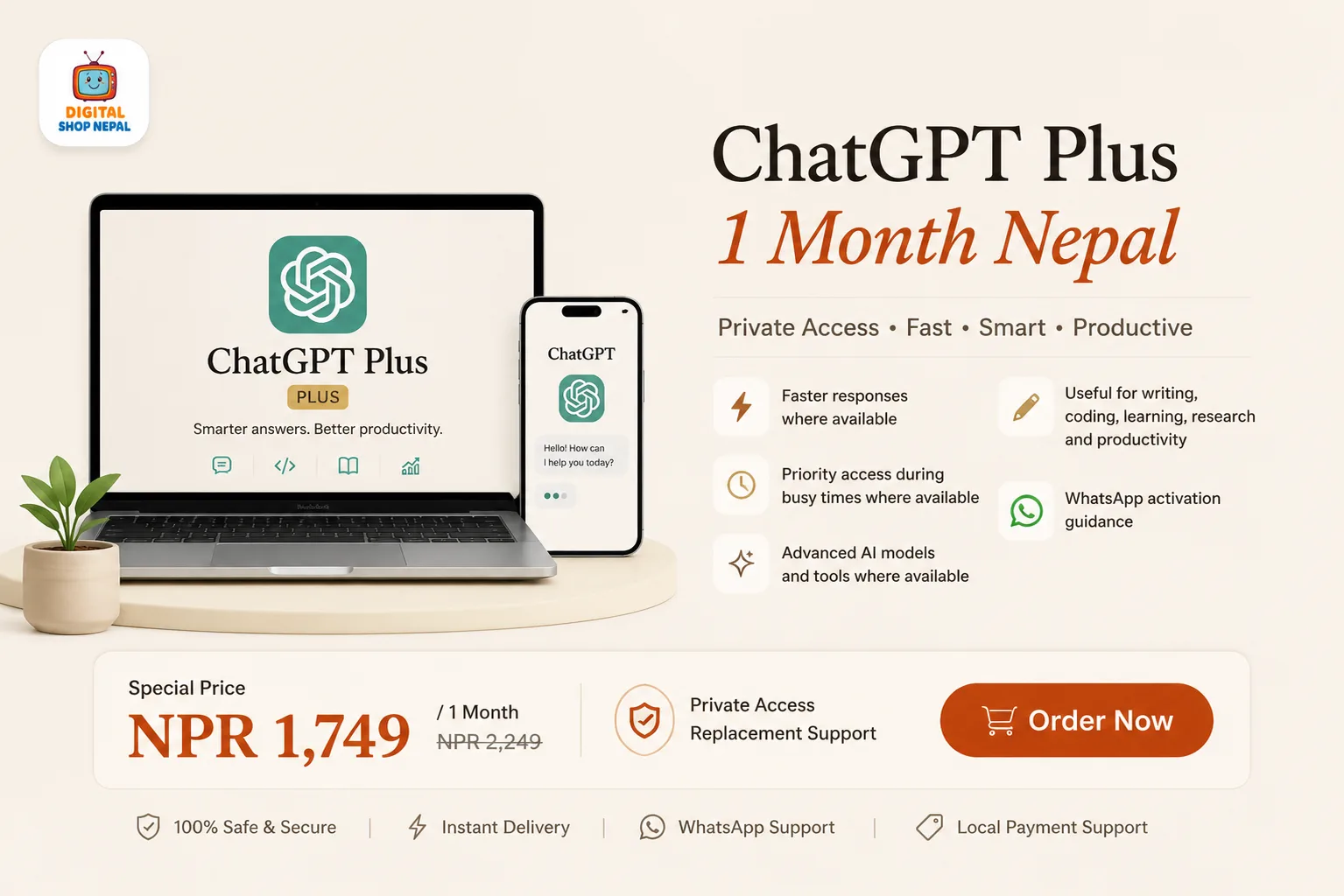 ChatGPT Plus 1 Month Private Subscription