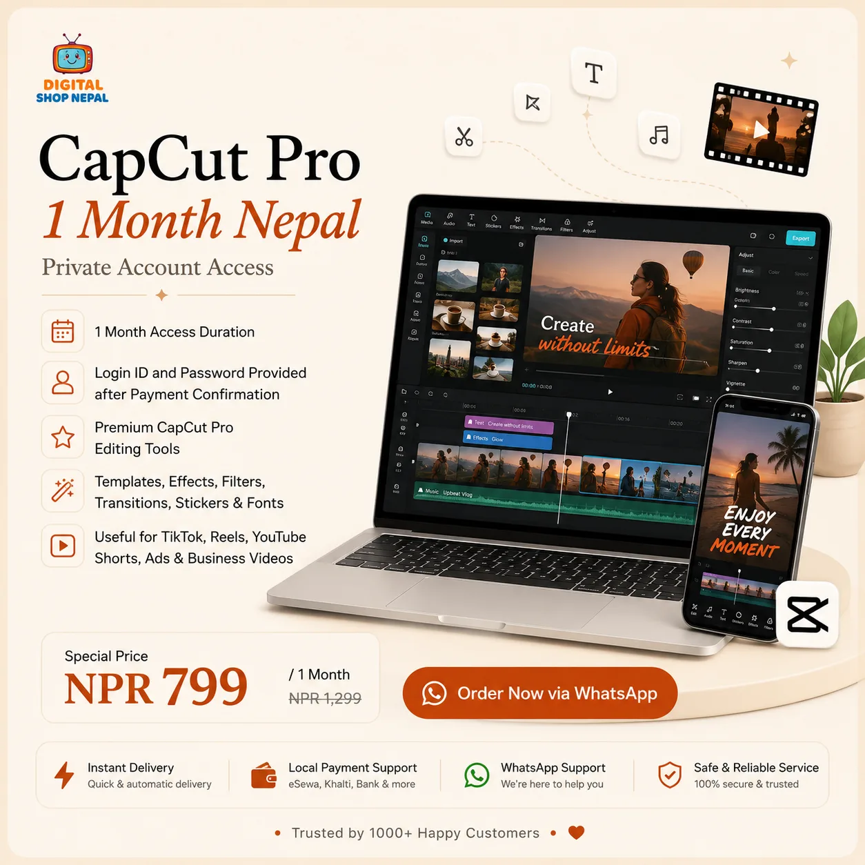 CapCut Pro 1 Month - Private Account