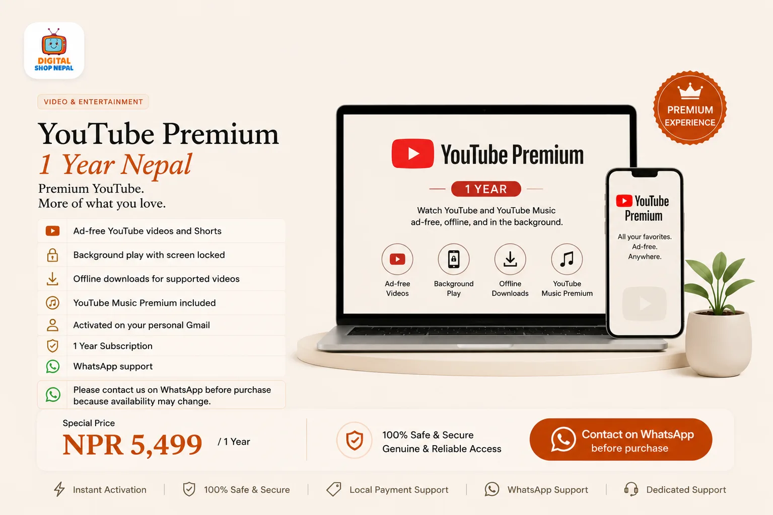 YouTube Premium 1 Year - Personal Email