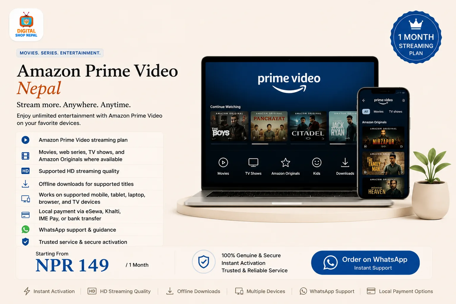 Amazon Prime Video 1 Month Subscription